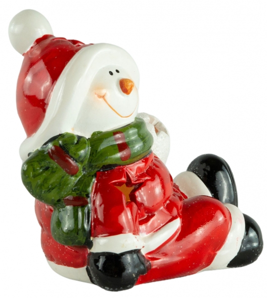 Preview: Hübscher LED Schneemann sitzend ca. 11 cm - Weihnachtsdekoration